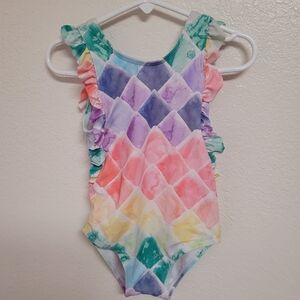Gymboree Rainbow Print Ruffle SwimsuitSize 18/24m